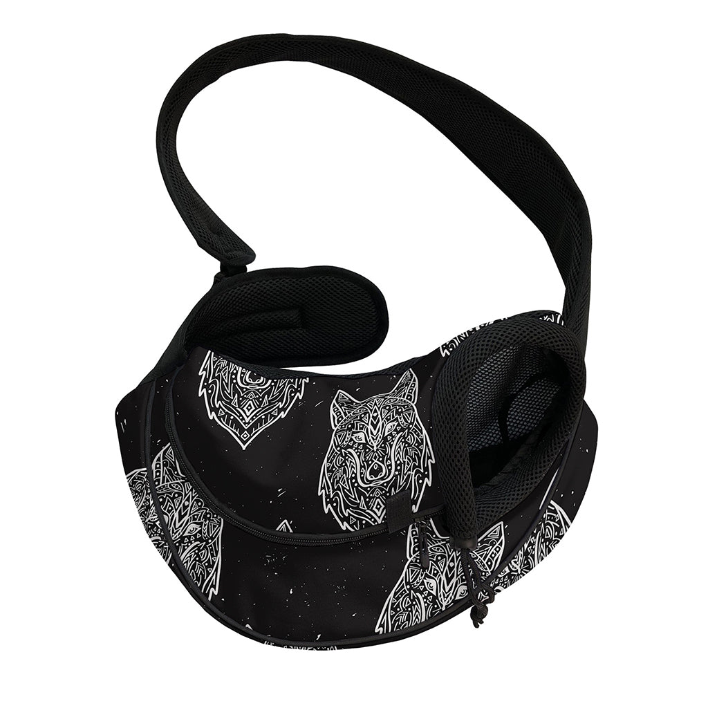 Native Tribal Wolf Pattern Print Pet Sling Carrier