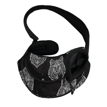 Native Tribal Wolf Pattern Print Pet Sling Carrier