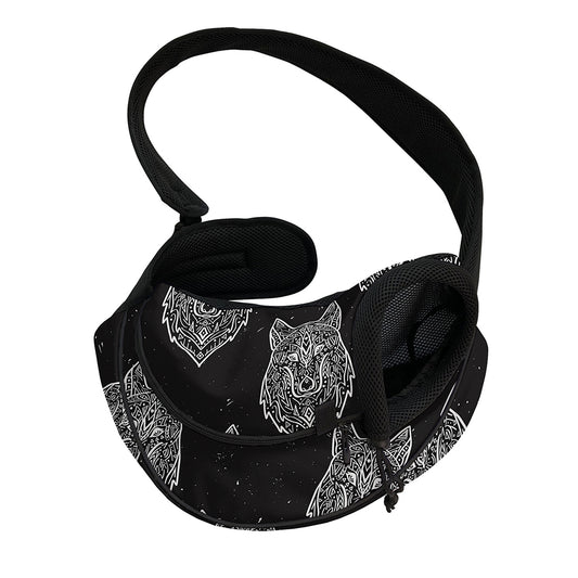 Native Tribal Wolf Pattern Print Pet Sling Carrier