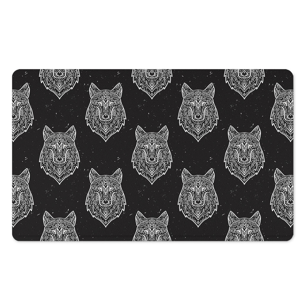 Native Tribal Wolf Pattern Print Polyester Doormat
