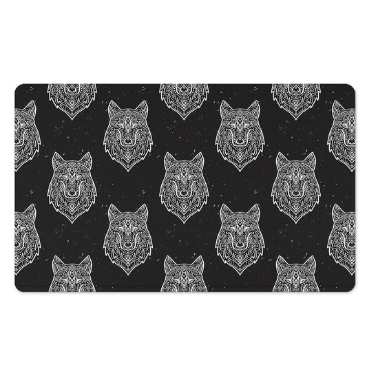 Native Tribal Wolf Pattern Print Polyester Doormat