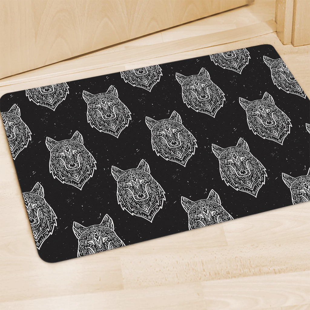 Native Tribal Wolf Pattern Print Polyester Doormat