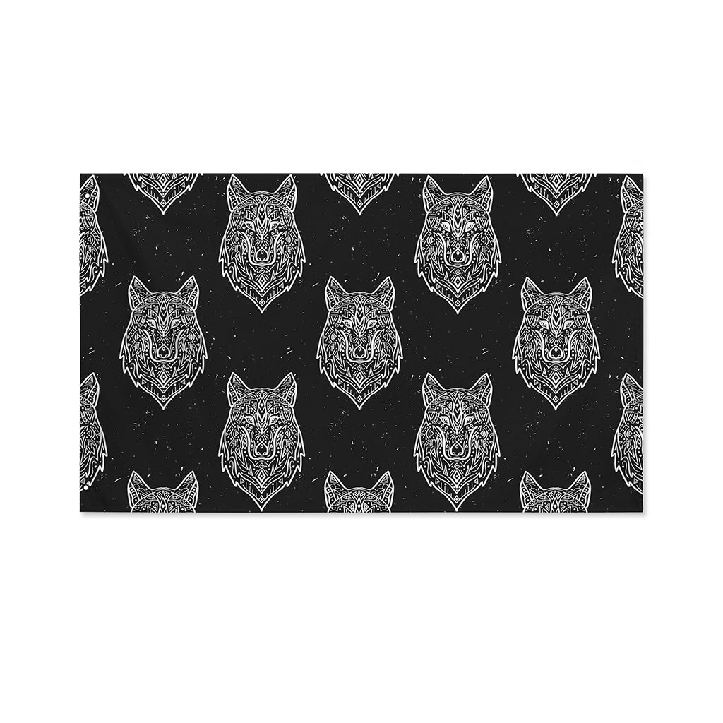 Native Tribal Wolf Pattern Print Polyester Flag