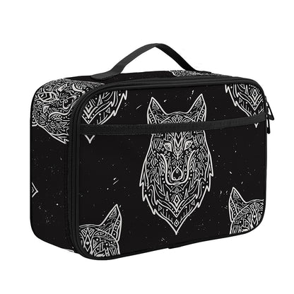 Native Tribal Wolf Pattern Print Portable Lunch Bag