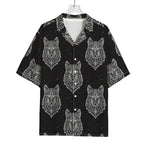 Native Tribal Wolf Pattern Print Rayon Hawaiian Shirt