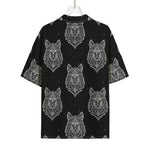 Native Tribal Wolf Pattern Print Rayon Hawaiian Shirt