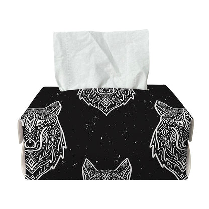 Native Tribal Wolf Pattern Print Rectangle Tissue Box Cover