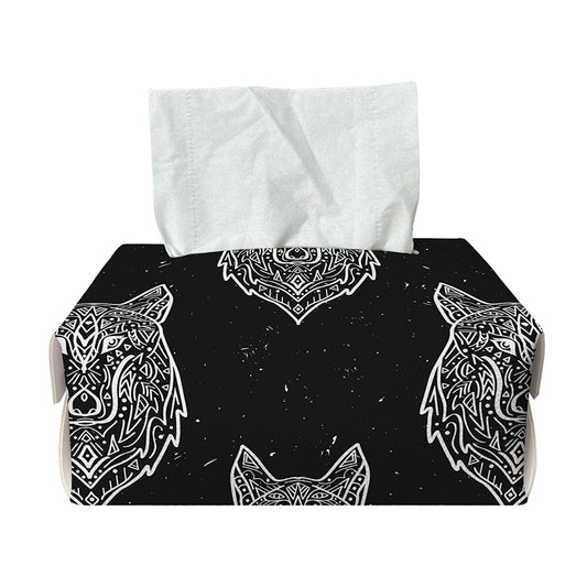 Native Tribal Wolf Pattern Print Rectangle Tissue Box Cover