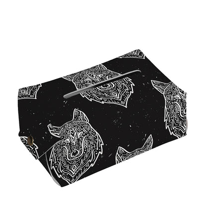 Native Tribal Wolf Pattern Print Rectangle Tissue Box Cover