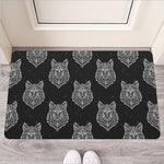 Native Tribal Wolf Pattern Print Rubber Doormat