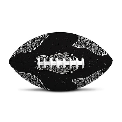 Native Tribal Wolf Pattern Print Rugby Ball