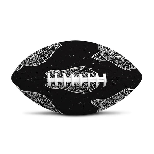 Native Tribal Wolf Pattern Print Rugby Ball