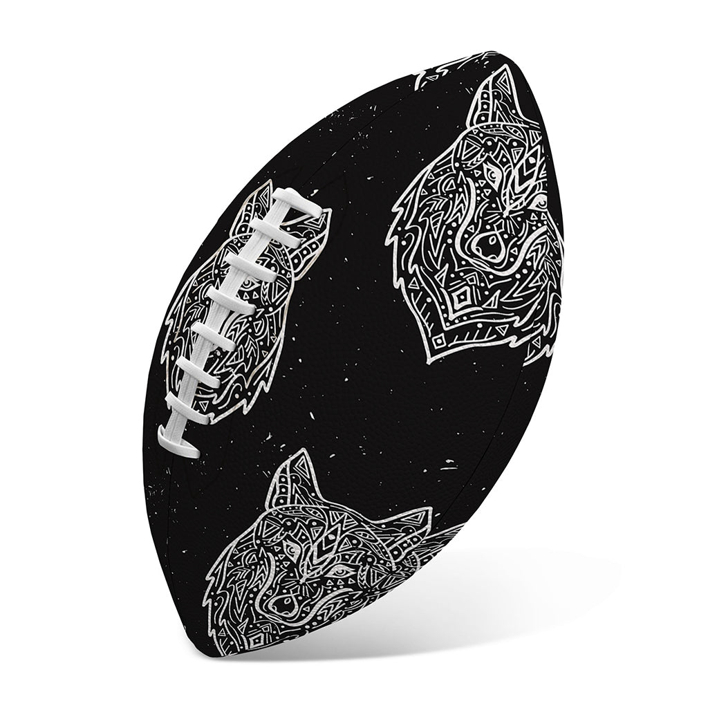 Native Tribal Wolf Pattern Print Rugby Ball