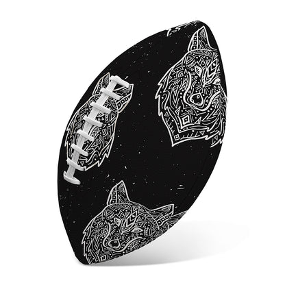 Native Tribal Wolf Pattern Print Rugby Ball