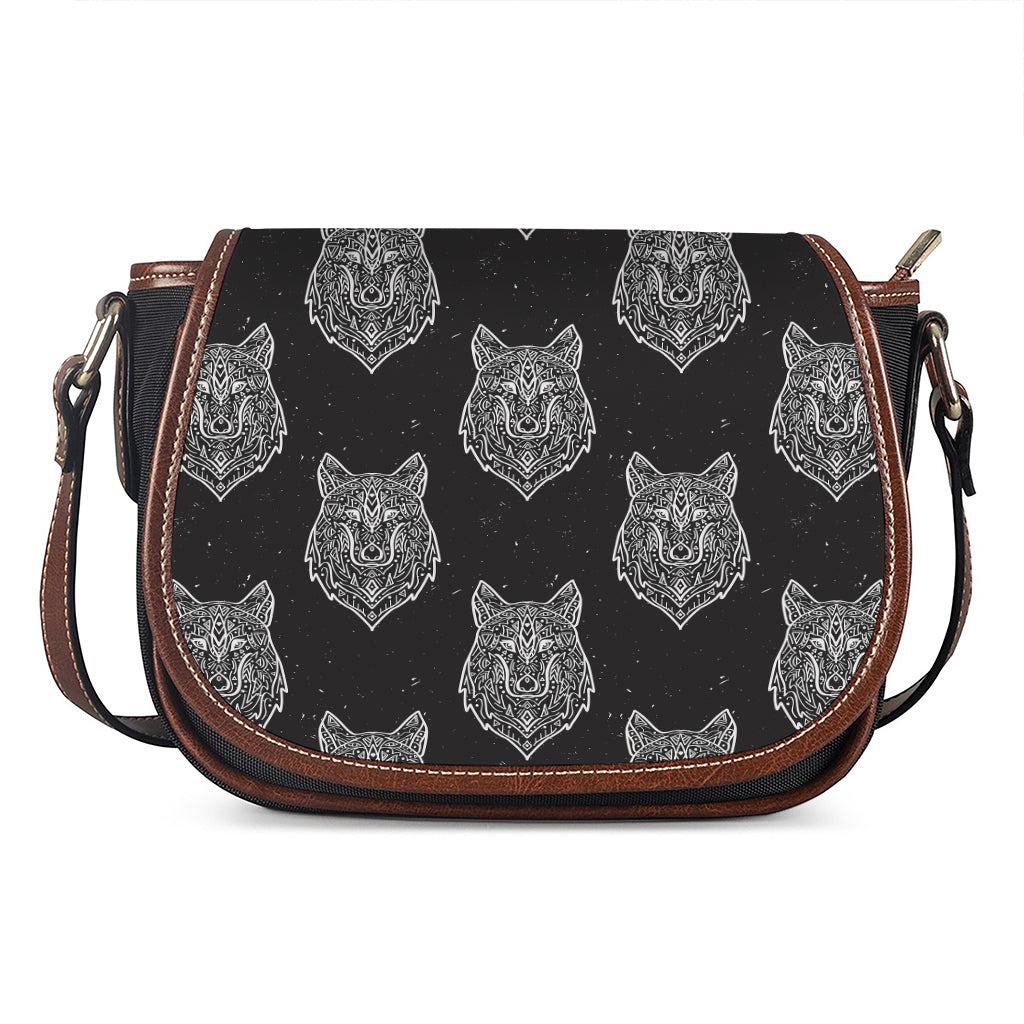 Native Tribal Wolf Pattern Print Saddle Bag