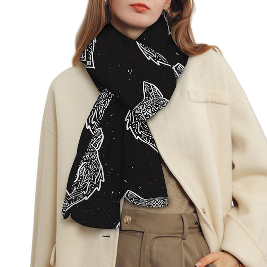 Native Tribal Wolf Pattern Print Scarf