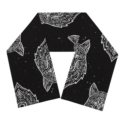 Native Tribal Wolf Pattern Print Scarf