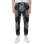 Native Tribal Wolf Pattern Print Scuba Joggers