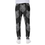Native Tribal Wolf Pattern Print Scuba Joggers