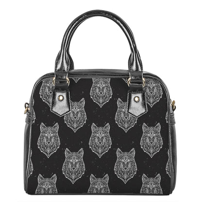 Native Tribal Wolf Pattern Print Shoulder Handbag