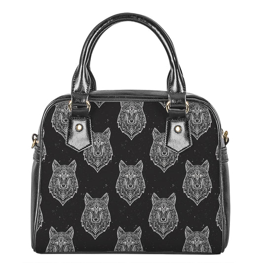 Native Tribal Wolf Pattern Print Shoulder Handbag
