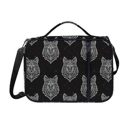 Native Tribal Wolf Pattern Print Shoulder Strap Bible Bag