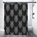 Native Tribal Wolf Pattern Print Shower Curtain