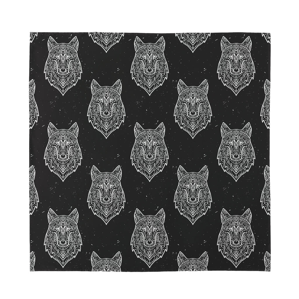 Native Tribal Wolf Pattern Print Silk Bandana