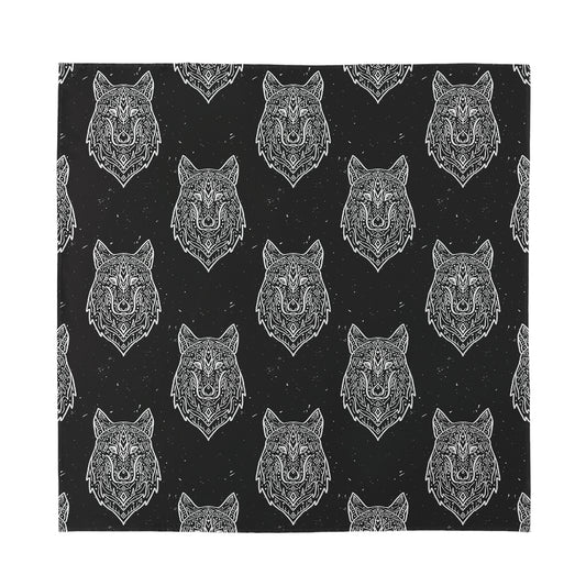 Native Tribal Wolf Pattern Print Silk Bandana
