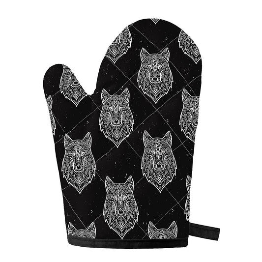 Native Tribal Wolf Pattern Print Single Oven Mitt