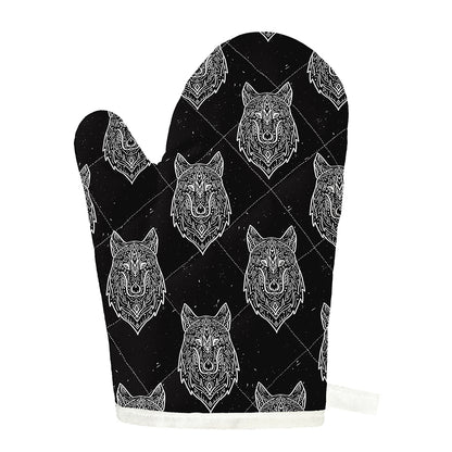Native Tribal Wolf Pattern Print Single Oven Mitt