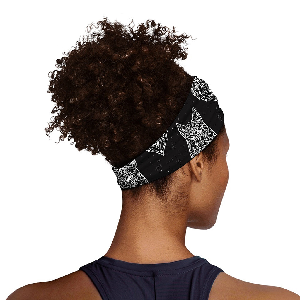 Native Tribal Wolf Pattern Print Sports Headband
