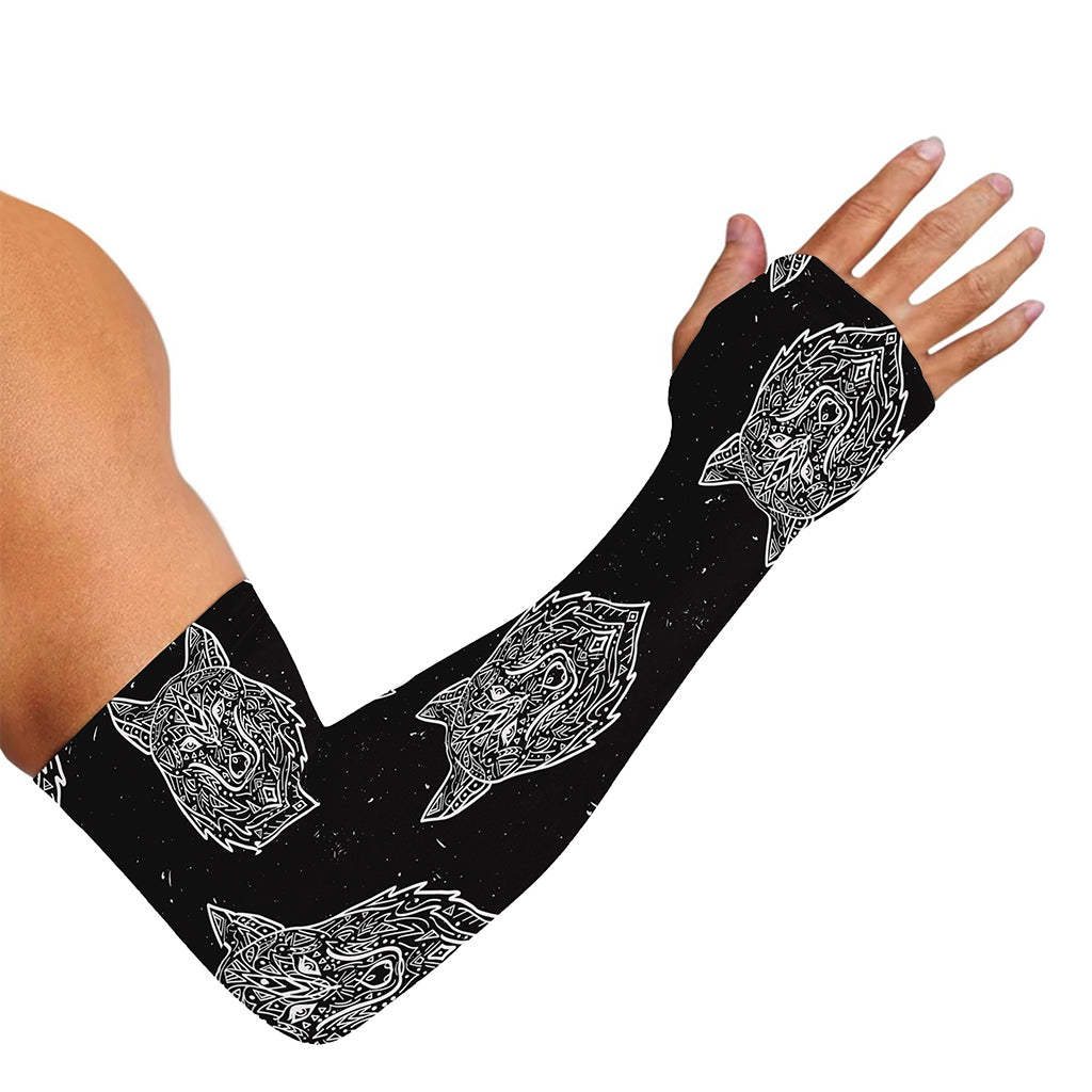 Native Tribal Wolf Pattern Print Sun Protection Arm Sleeves