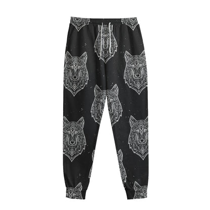 Native Tribal Wolf Pattern Print Sweatpants