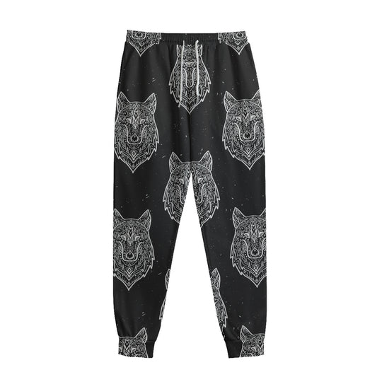 Native Tribal Wolf Pattern Print Sweatpants