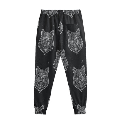 Native Tribal Wolf Pattern Print Sweatpants