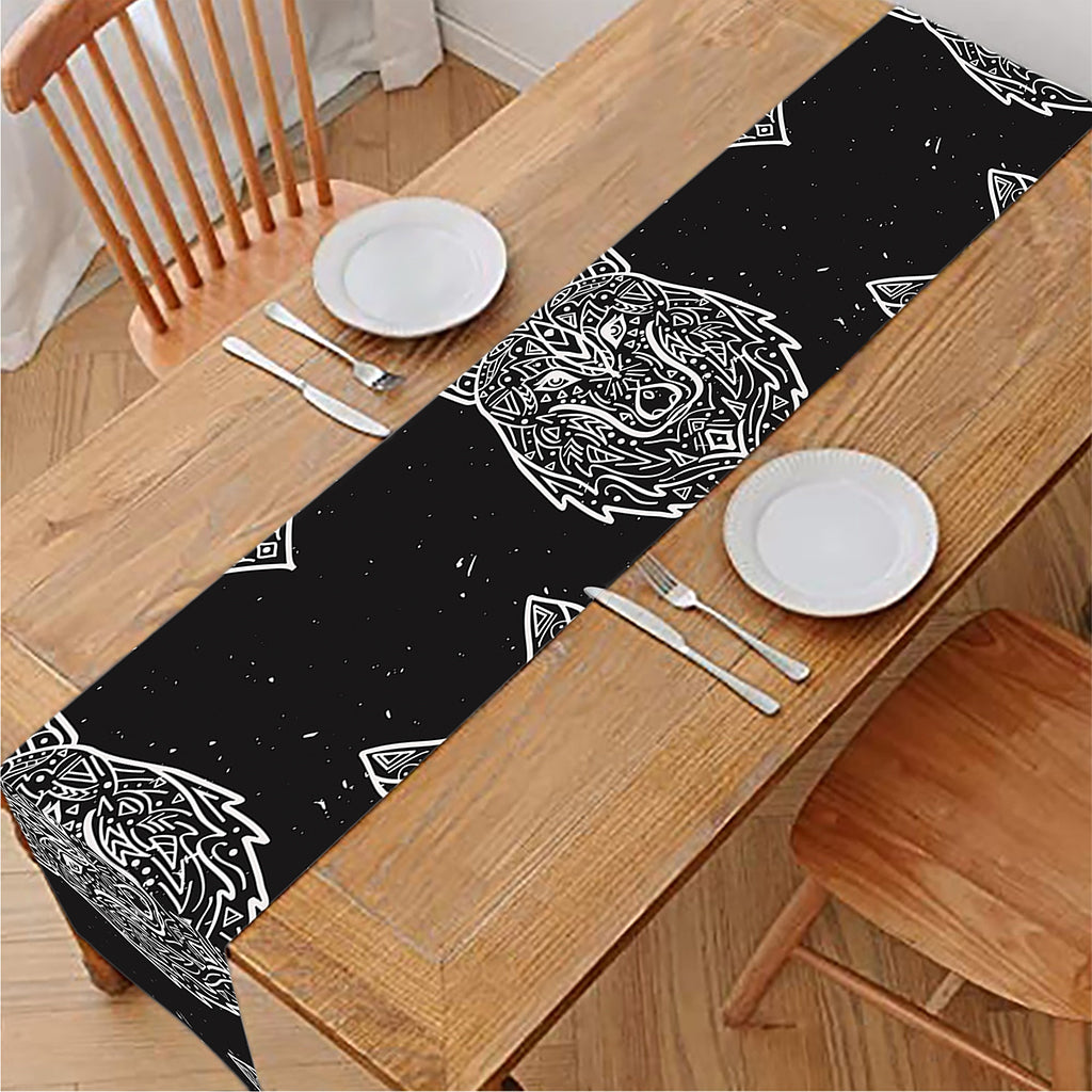 Native Tribal Wolf Pattern Print Table Runner