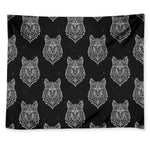 Native Tribal Wolf Pattern Print Tapestry
