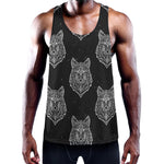 Native Tribal Wolf Pattern Print Training Tank Top