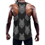 Native Tribal Wolf Pattern Print Training Tank Top