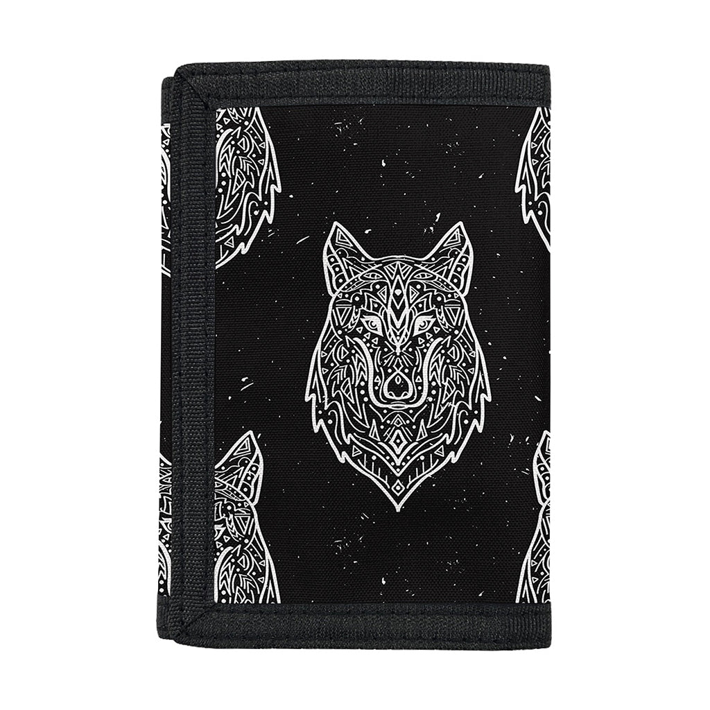 Native Tribal Wolf Pattern Print Trifold Wallet