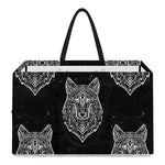 Native Tribal Wolf Pattern Print Utility Tote Bag