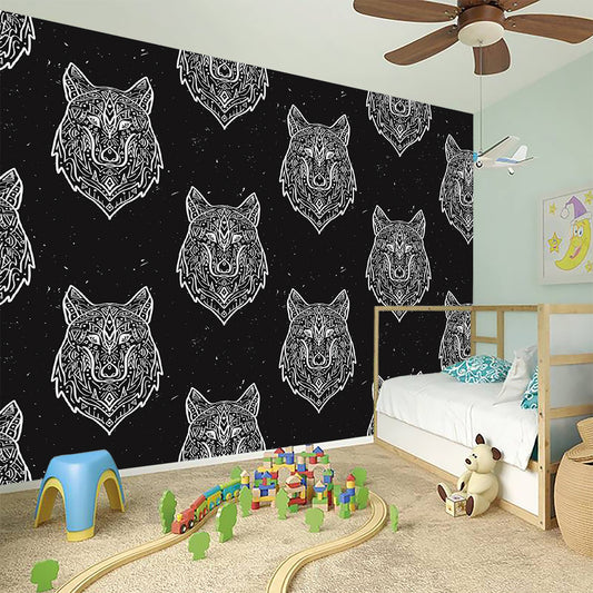 Native Tribal Wolf Pattern Print Wall Sticker