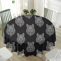Native Tribal Wolf Pattern Print Waterproof Round Tablecloth