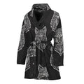 Native Tribal Wolf Pattern Print Women's Bathrobe