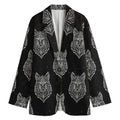 Native Tribal Wolf Pattern Print Women's Blazer
