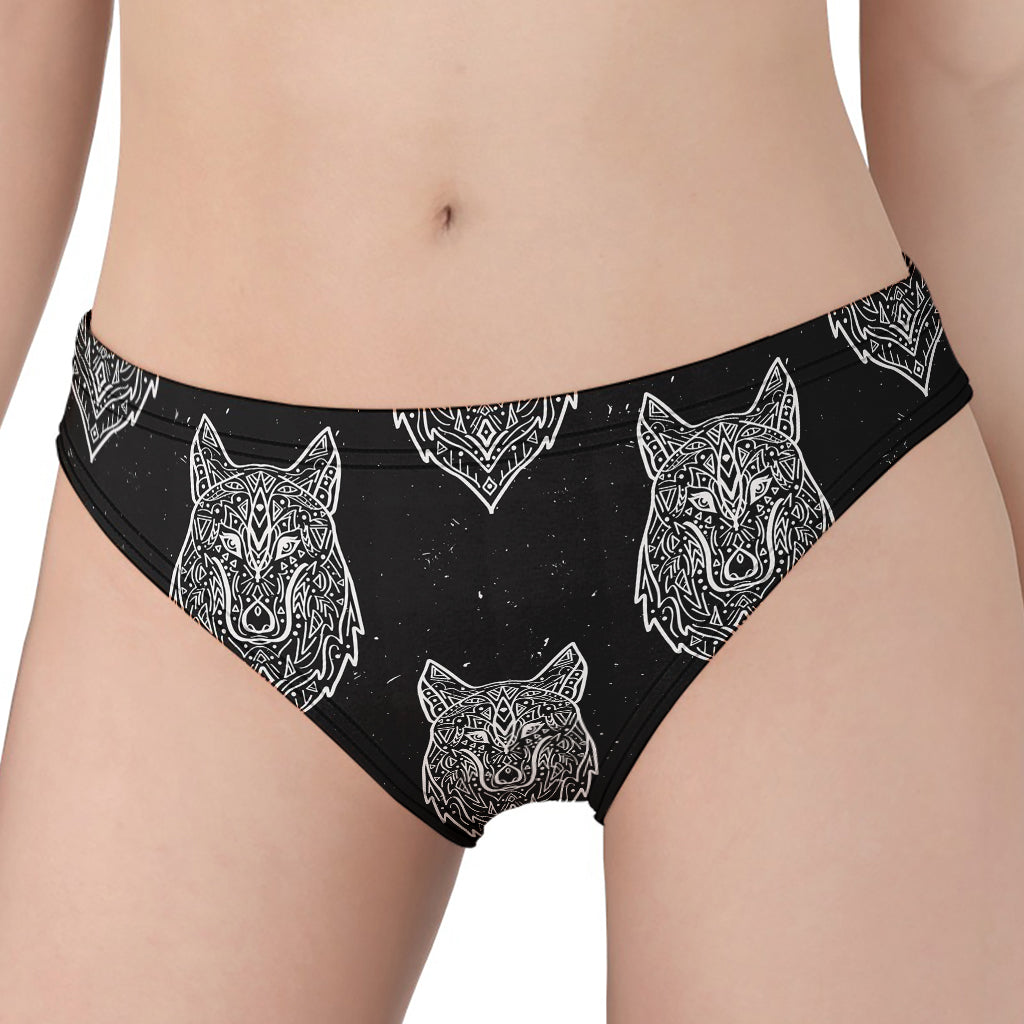 Native Tribal Wolf Pattern Print Women's Panties