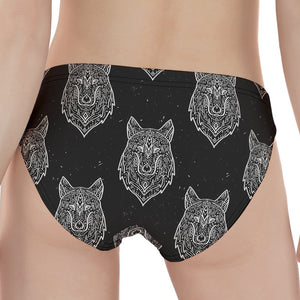 Native Tribal Wolf Pattern Print Women's Panties