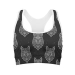 Native Tribal Wolf Pattern Print Women's Sports Bra
