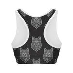 Native Tribal Wolf Pattern Print Women's Sports Bra